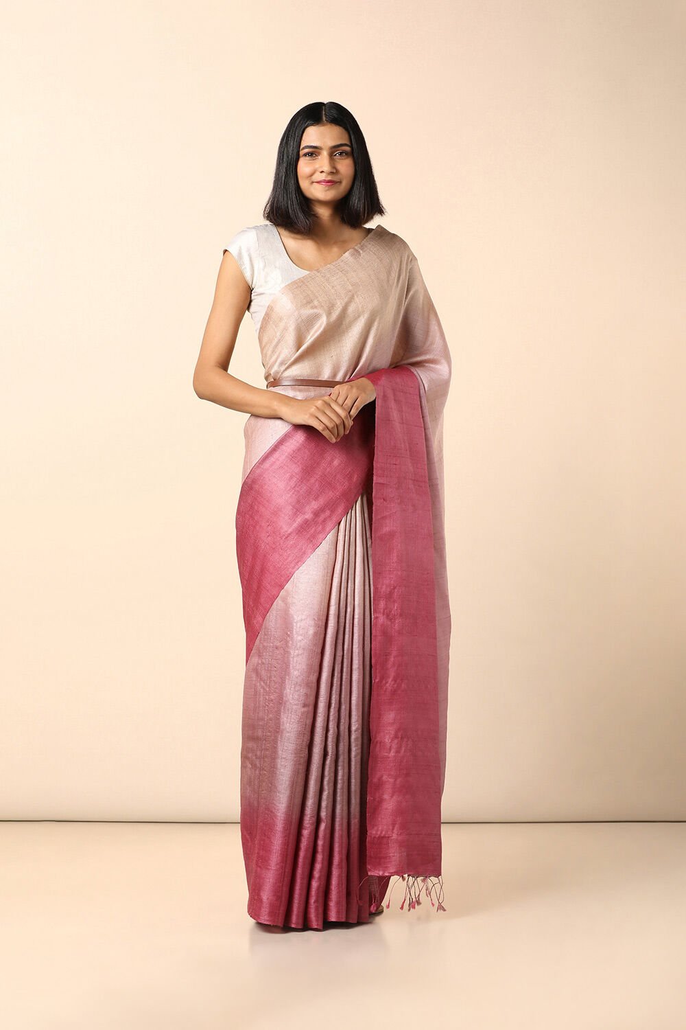 Multicolored Pure Tussar Woven Saree image number null