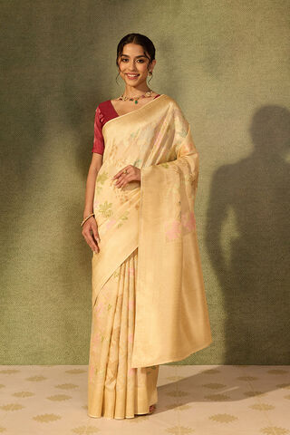 Off White Pure Viscose Woven Saree thumbnail image number null
