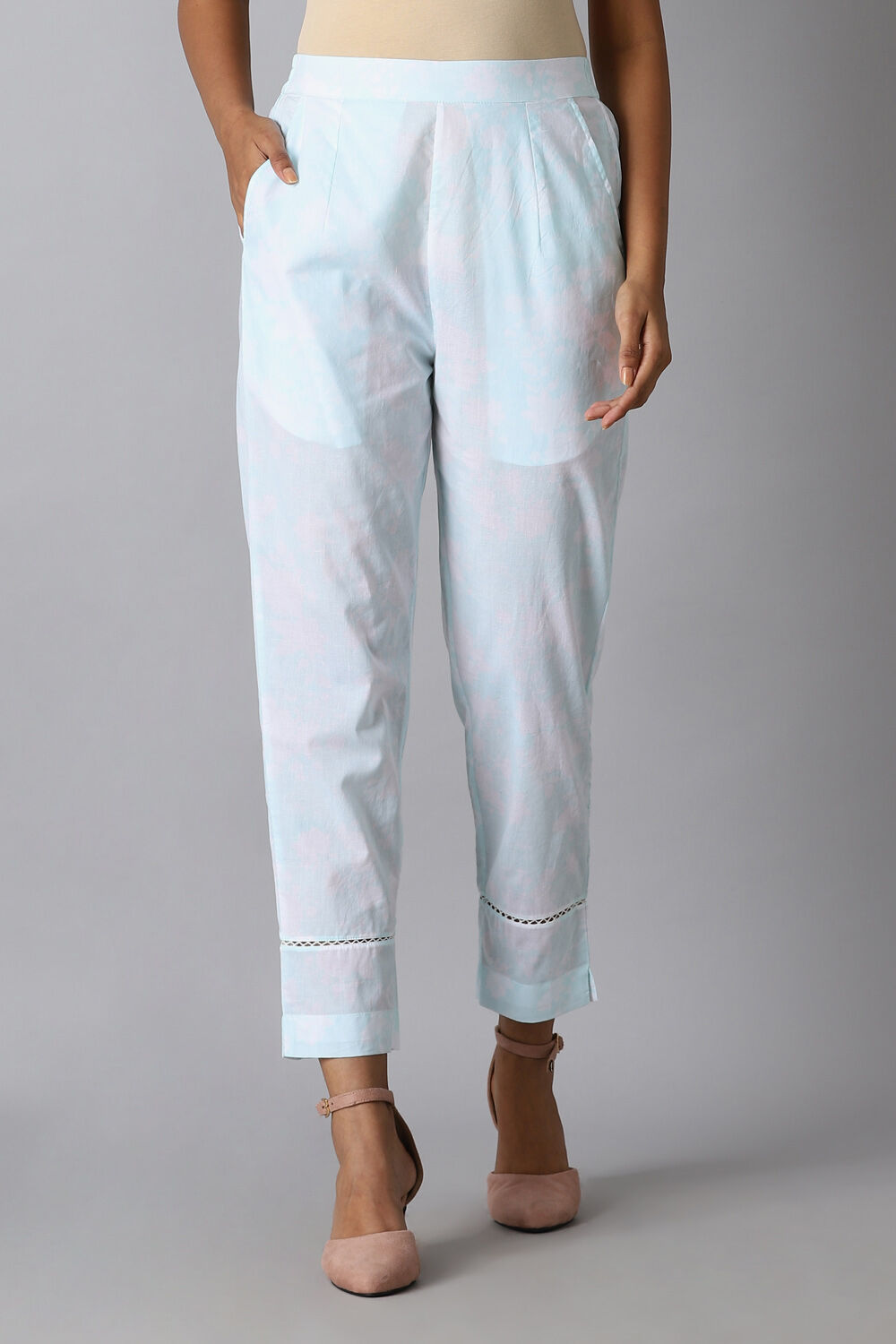 Light Blue Cotton Embroidered Kurta Set image number null