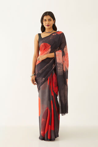 Red Viscose Crepe Printed Saree thumbnail image number null