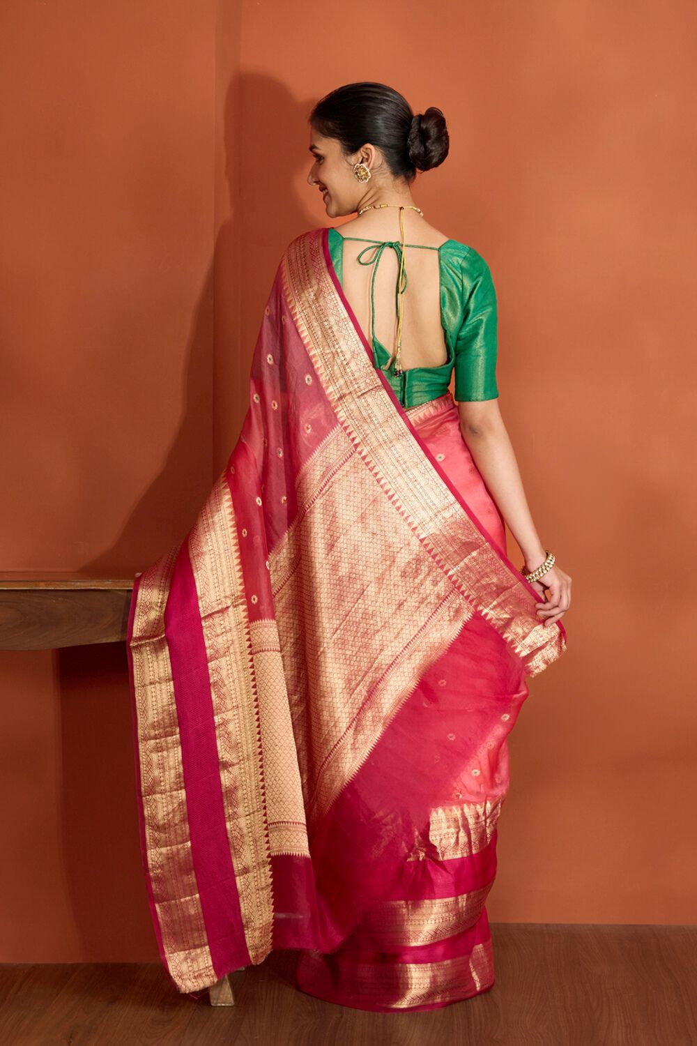 Light Pink Pure Silk Organza Cutwork Banarasi Saree image number null