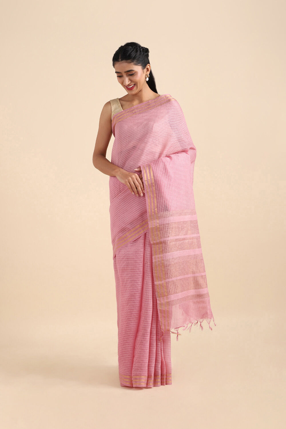 Light Pure Pink Silk Woven Saree image number null