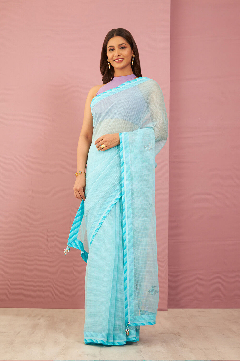 Blue Pure Kota Embroidered Saree image number null