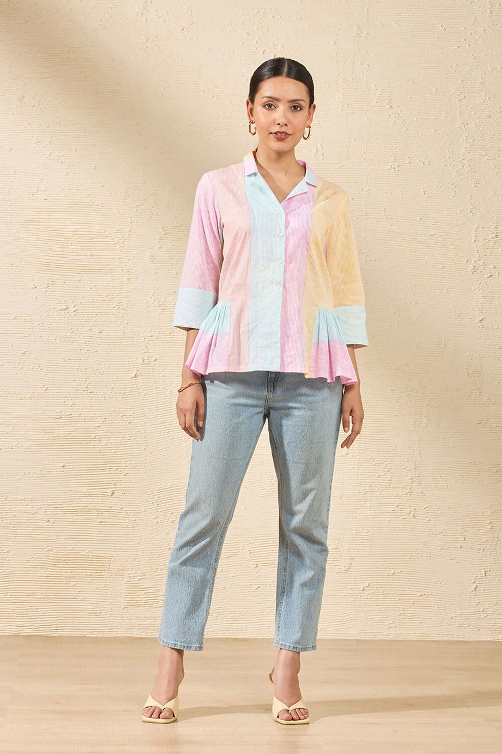 MultiColoured Pure Cotton Printed Sanganeri Short Top image number null