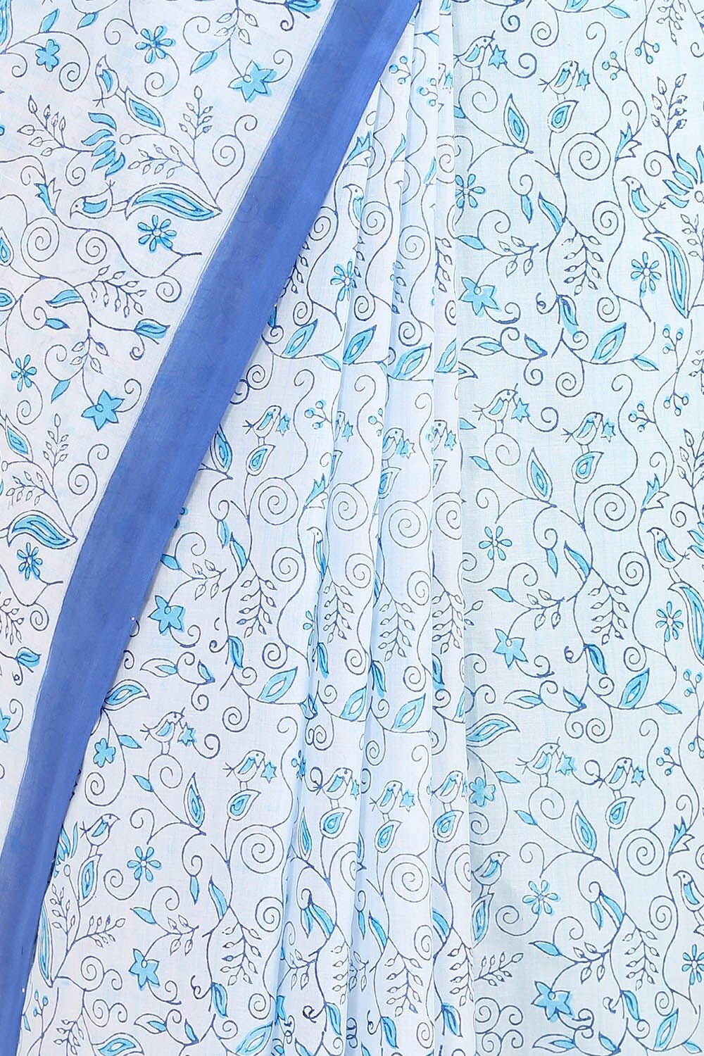 Light Blue Pure Cotton Mulmul Printed Saree image number null