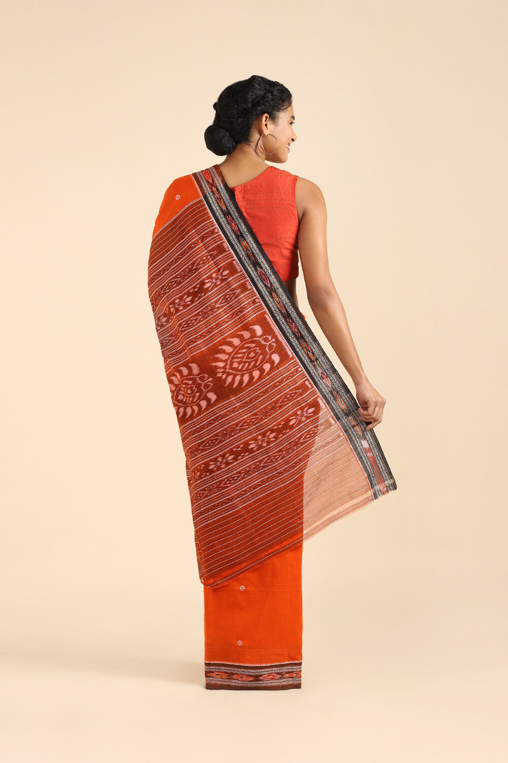 Orange Pure Cotton Odissa Ikat Saree image number null