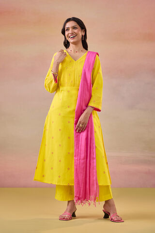 Yellow Woven Pure Cotton Kurta Set image number