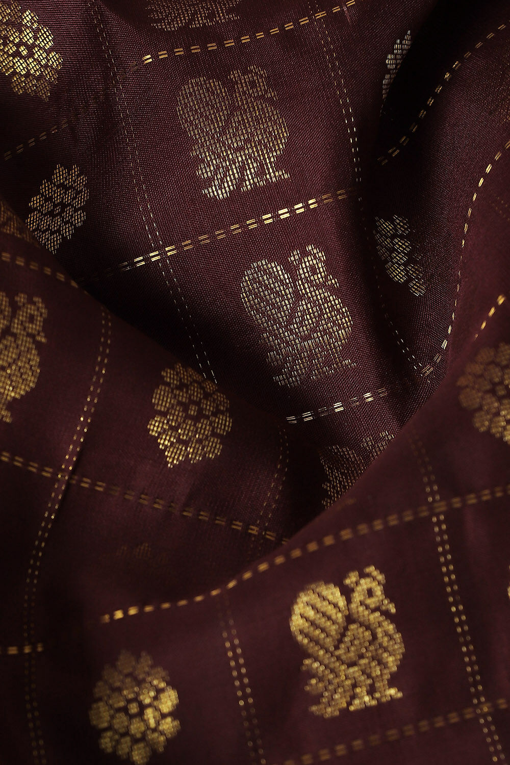 Dark Red Pure Silk Kanjivaram Saree image number null