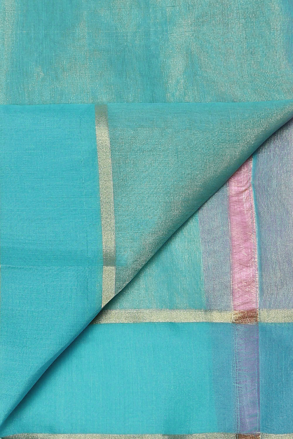 Light Pink Pure Cotton Tissue Chanderi Saree image number null