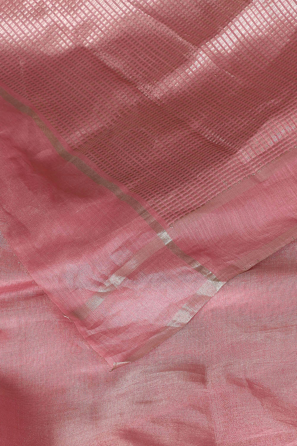 Light Pink Pure Cotton Tissue Chanderi Saree image number null