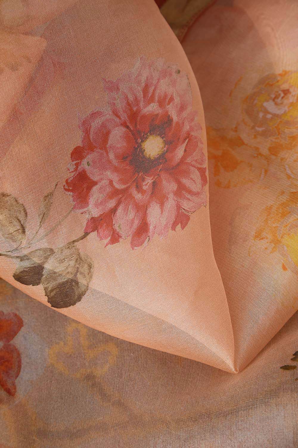 Light Pure Orange Organza Digital Printed image number null
