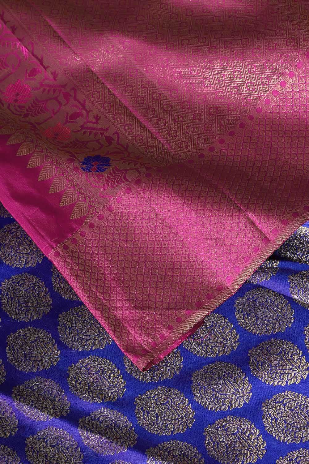 Dark Blue Pure Silk Kanjivaram Saree image number null