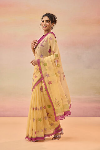 Beige Bengal Pure Kota Hand Painted Saree thumbnail image number null