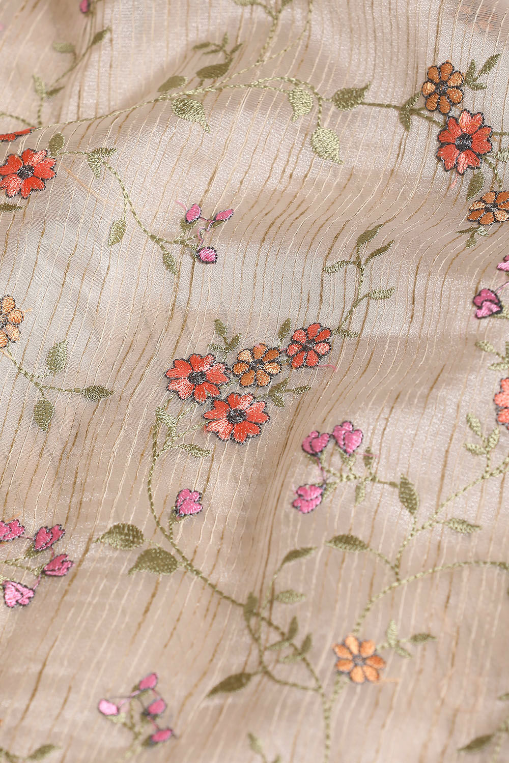 Beige Pure Embroidered Saree image number null