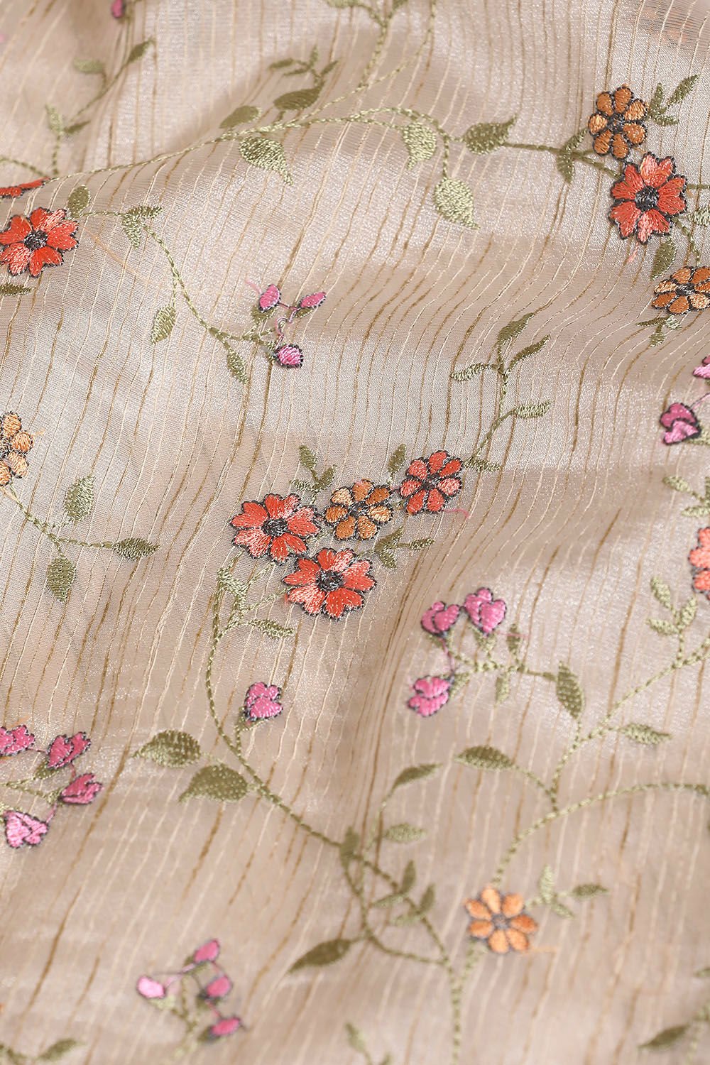 Beige Pure Embroidered Saree image number null