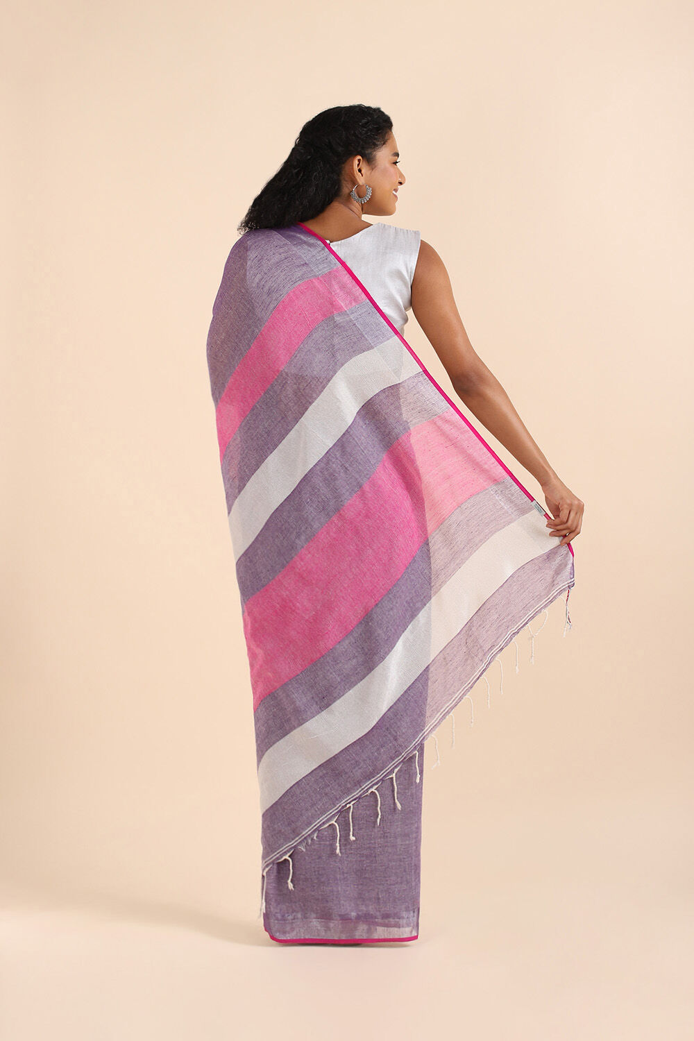 Light Pure Violet Cotton Bengal Saree image number null