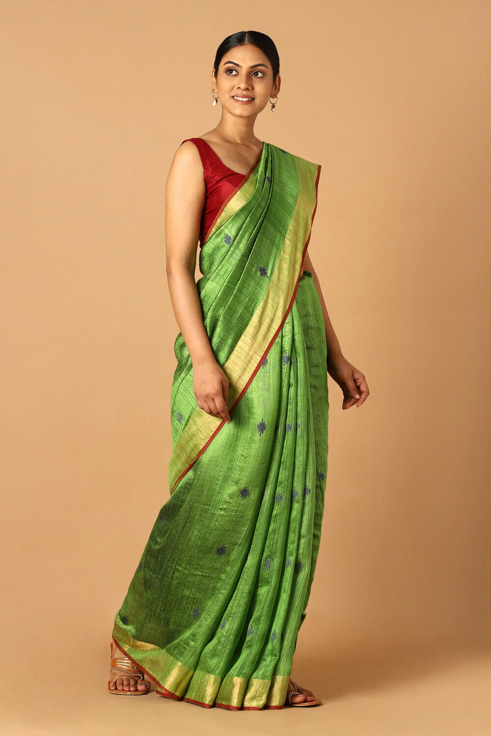 Green Pure Silk Vanya Jamdani Saree image number null