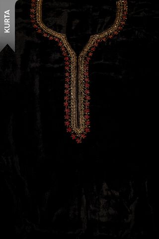 Black Velvet Embroidered Unstitched Suit Set thumbnail image number null