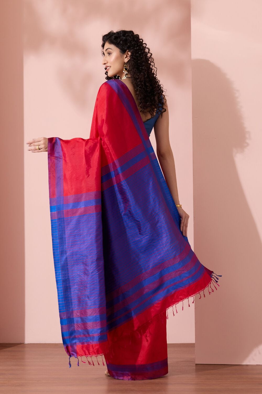 Red Pure Silk Woven Bishnupur Saree image number null