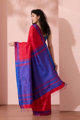 Red Pure Silk Woven Bishnupur Saree thumbnail image number null