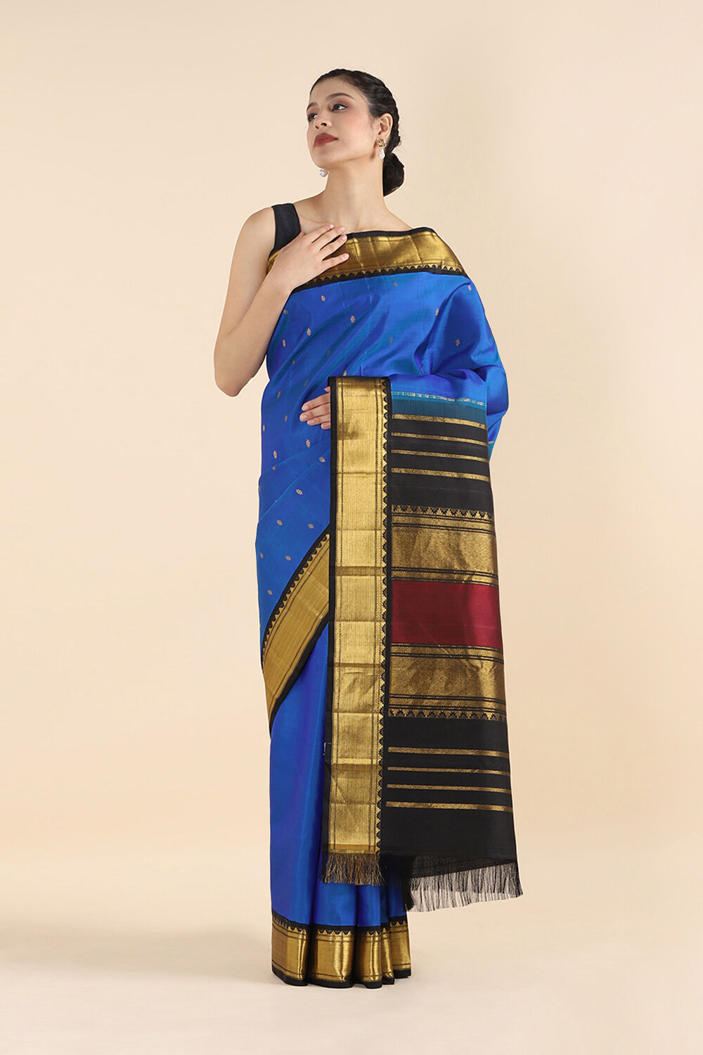 Blue Pure Silk Kanjivaram Saree image number null