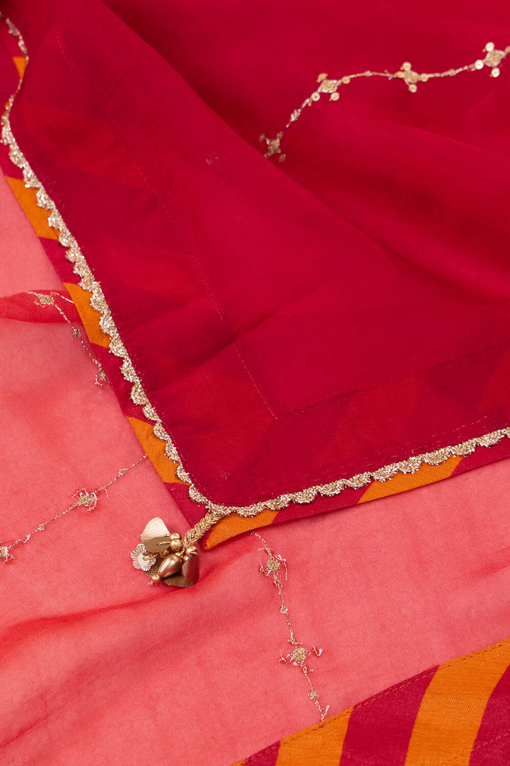Orange Viscose Organza Embroidered Saree image number null