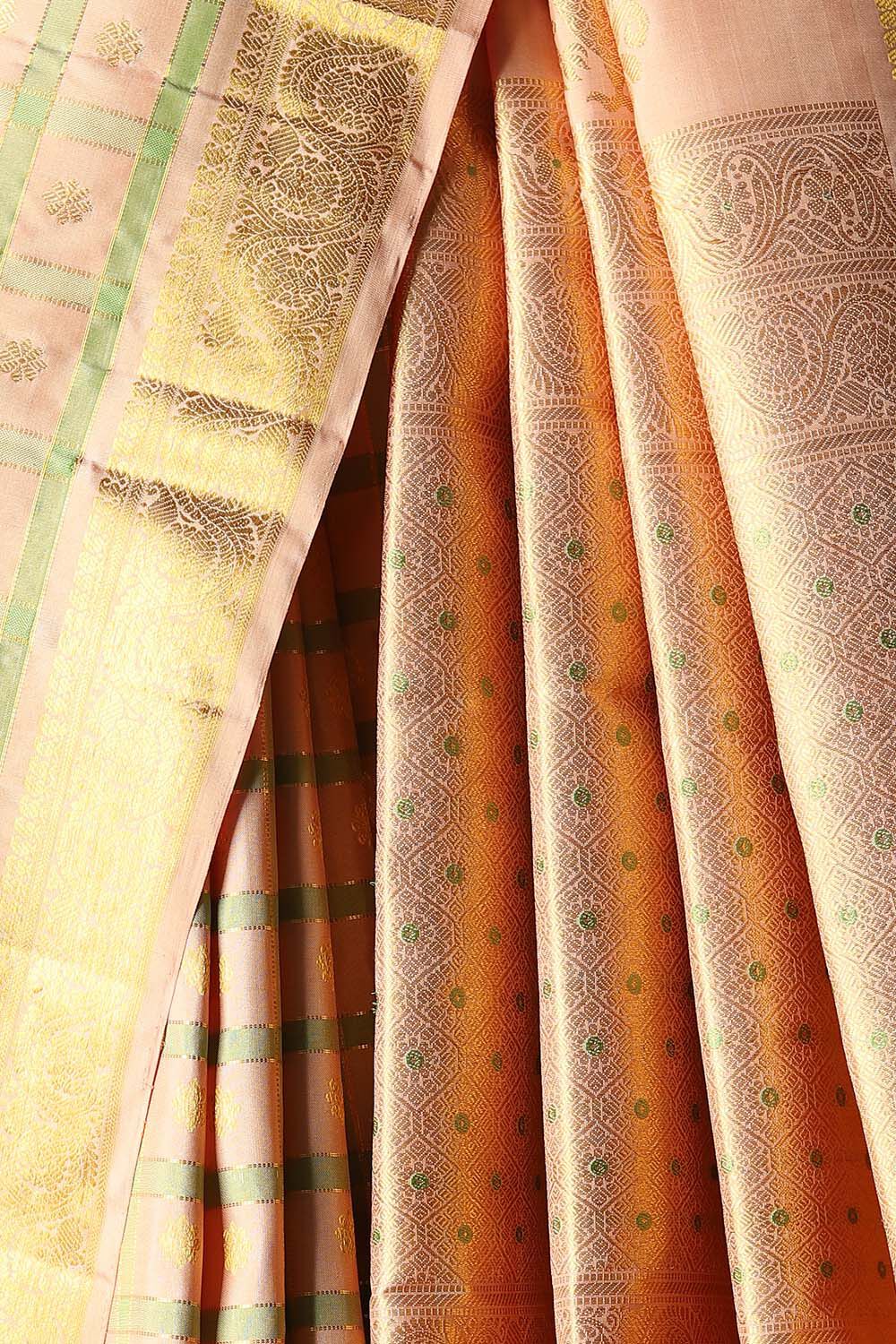 Light Orange Pure Silk Kanjivaram Saree image number null