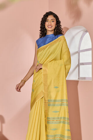 Yellow Woven Silk Viscose Bhagalpur Saree image number