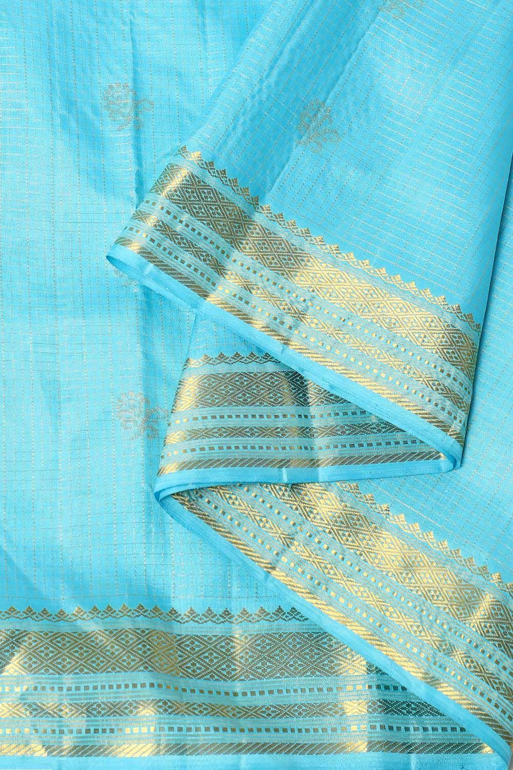 Light Blue Pure Silk Kanjivaram Saree image number null