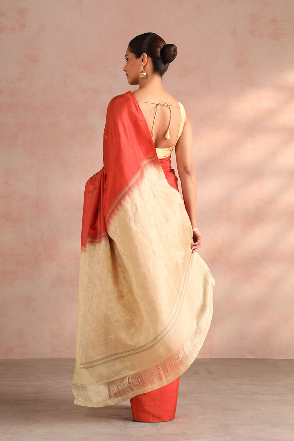 Orange Woven South Silk Tencel Saree image number null