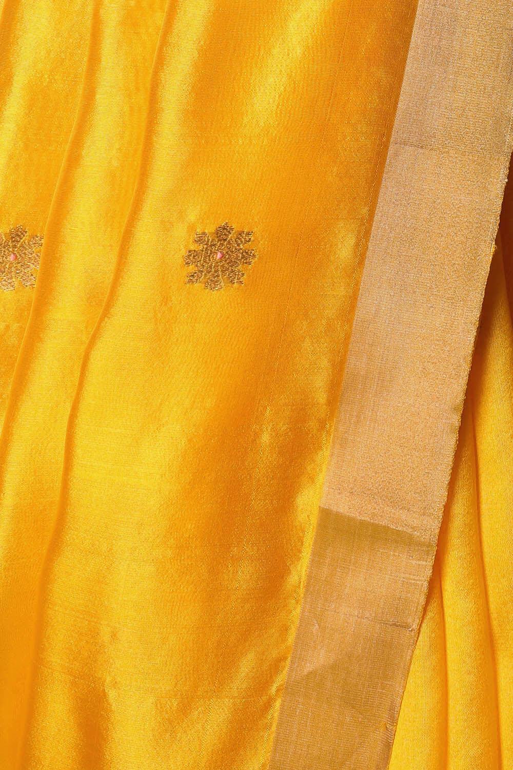 Yellow Pure Silk Chanderi Saree image number null
