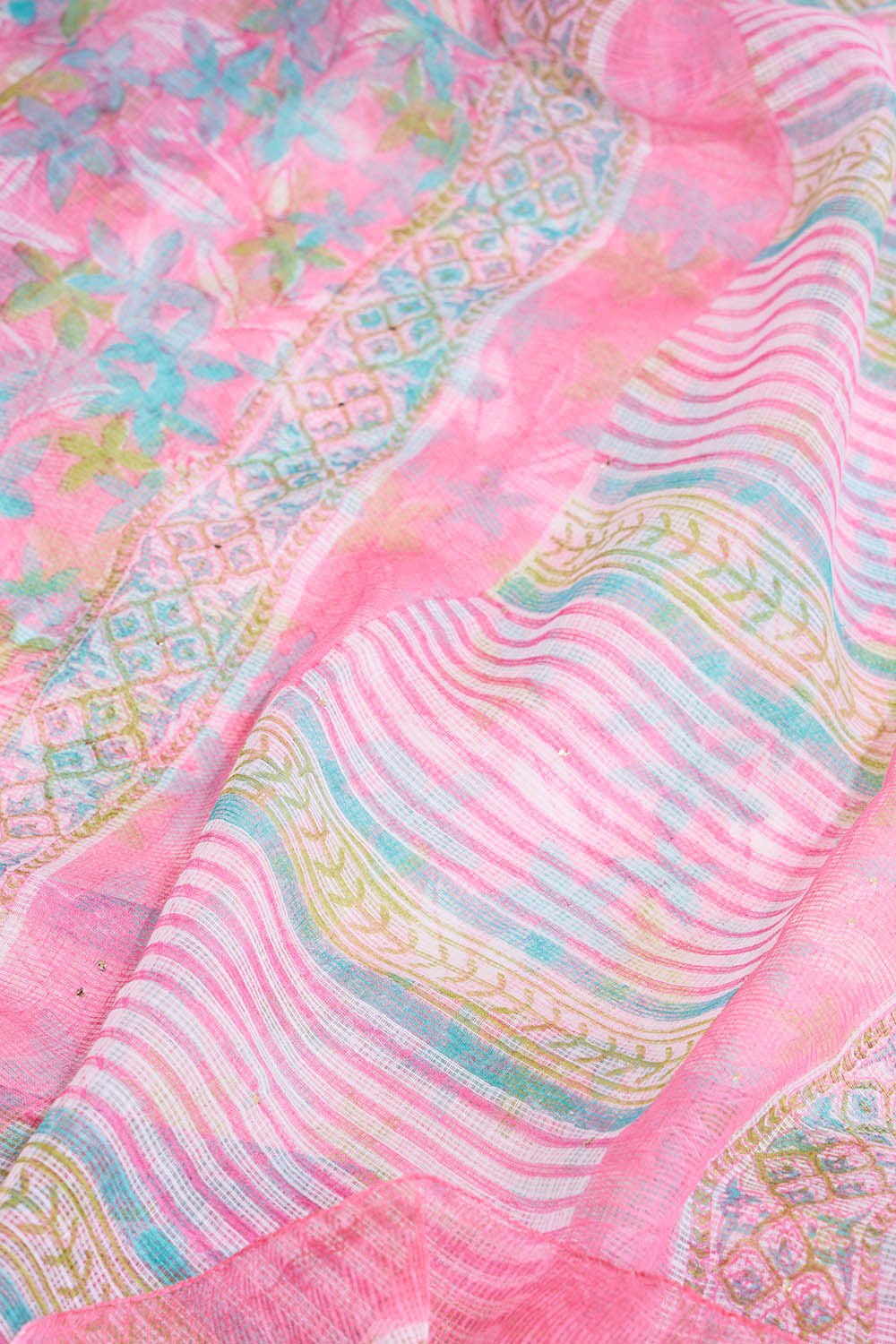 Light Pink Rajasthan Pure Cotton Kota Printed Mukaish Saree image number null