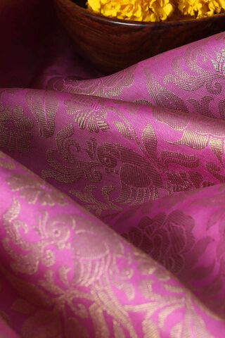 Light Pink Pure Silk Kanjivaram Saree thumbnail image number null