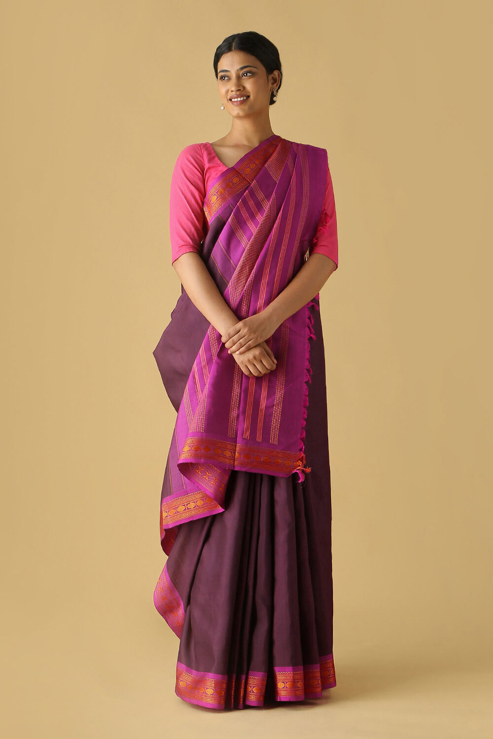 Brown Pure Silk Kanjivaram Saree image number null