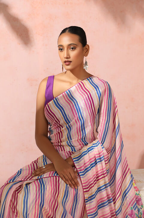 Multi Contemporary Viscose Crepe Digital Printed Saree