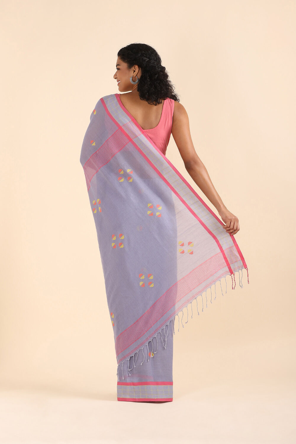 Grey Pure Cotton Jamdani Saree image number null