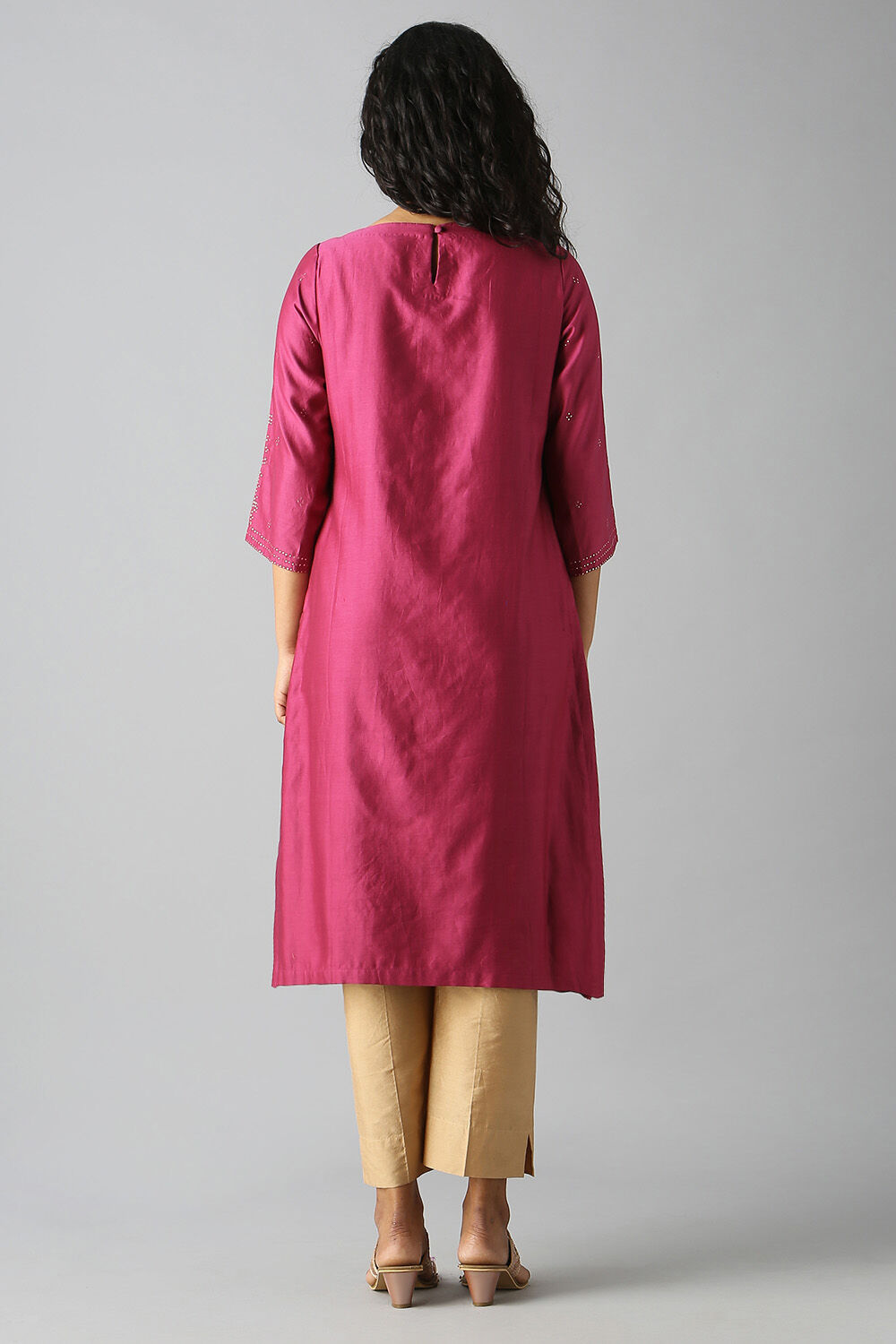 Dark Pink Embroidered Kurta image number null
