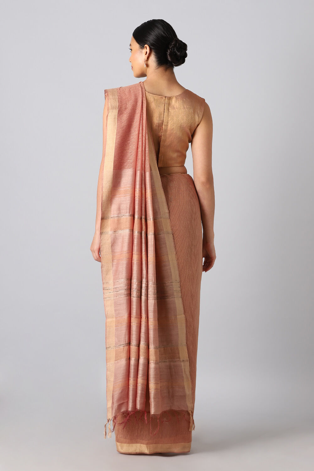 Brown Pure Tussar Silk Bhagalpuri Saree image number null