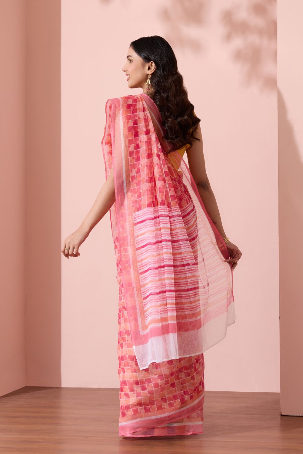 Pink Rajasthan Screen Printed Pure Cotton Kota Saree image number null