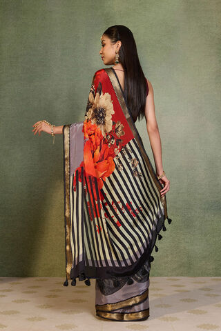 Black Printed Pure Viscose Saree thumbnail image number null