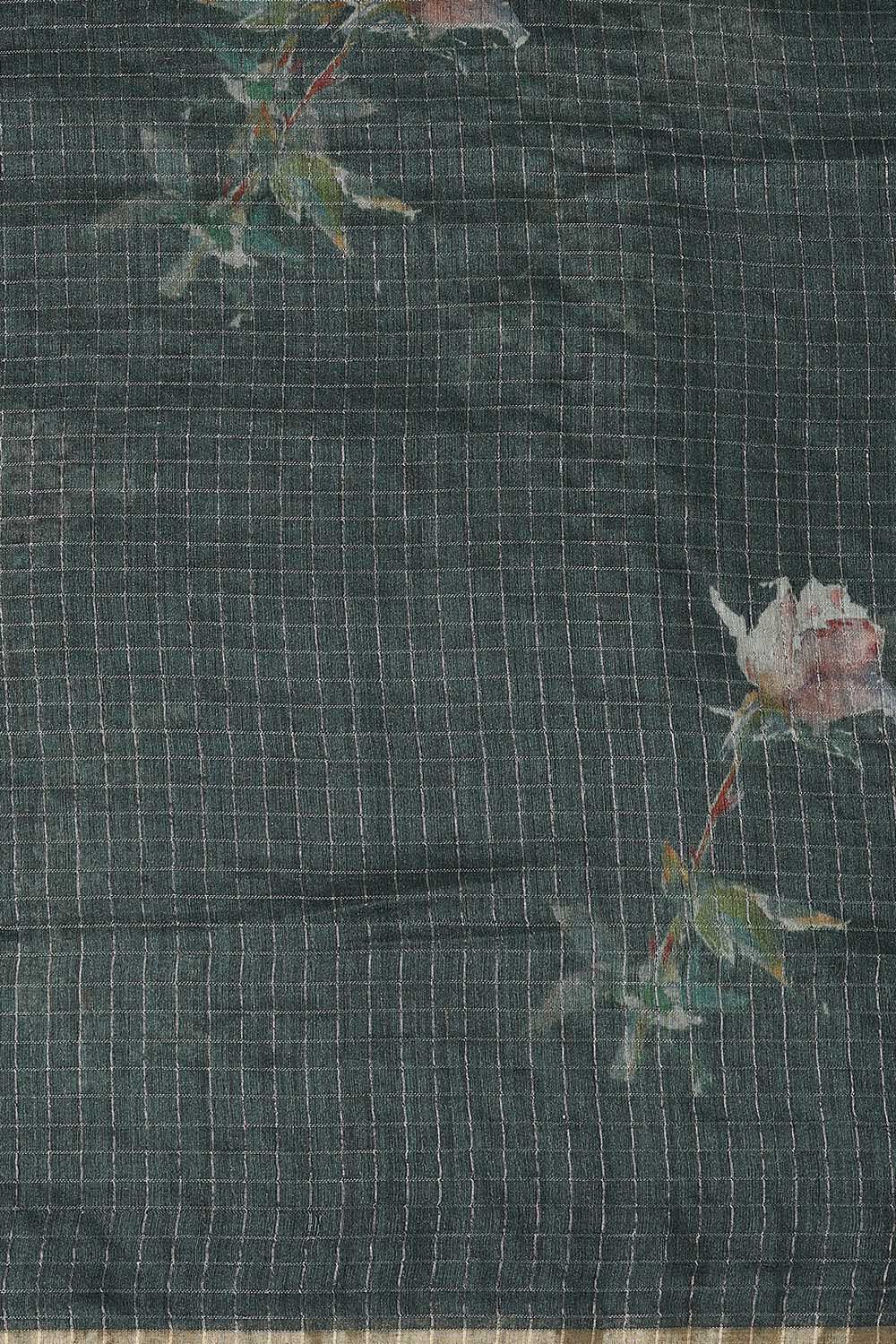 Dark Green Tussar Embroidered Unstitched Suit Set image number null