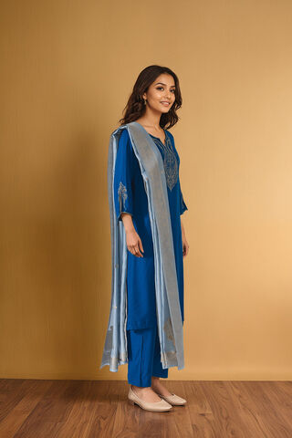 Blue Pure Viscose Embroidered Kurta Set thumbnail image number null