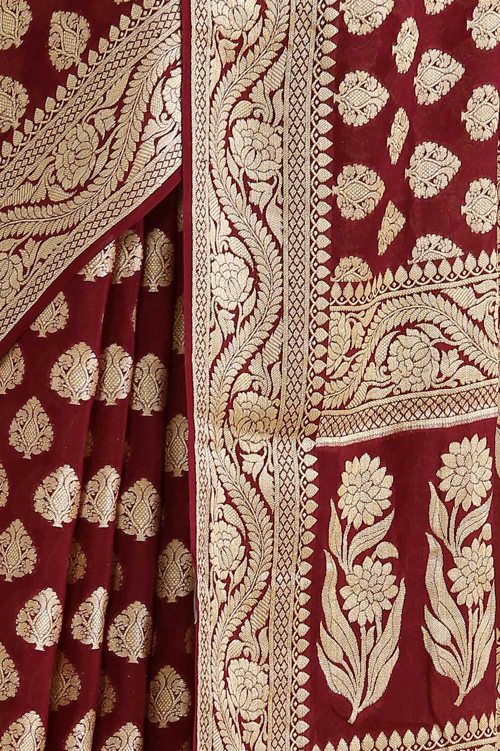 Dark Pure Pink Georgette Banarasi Saree image number null