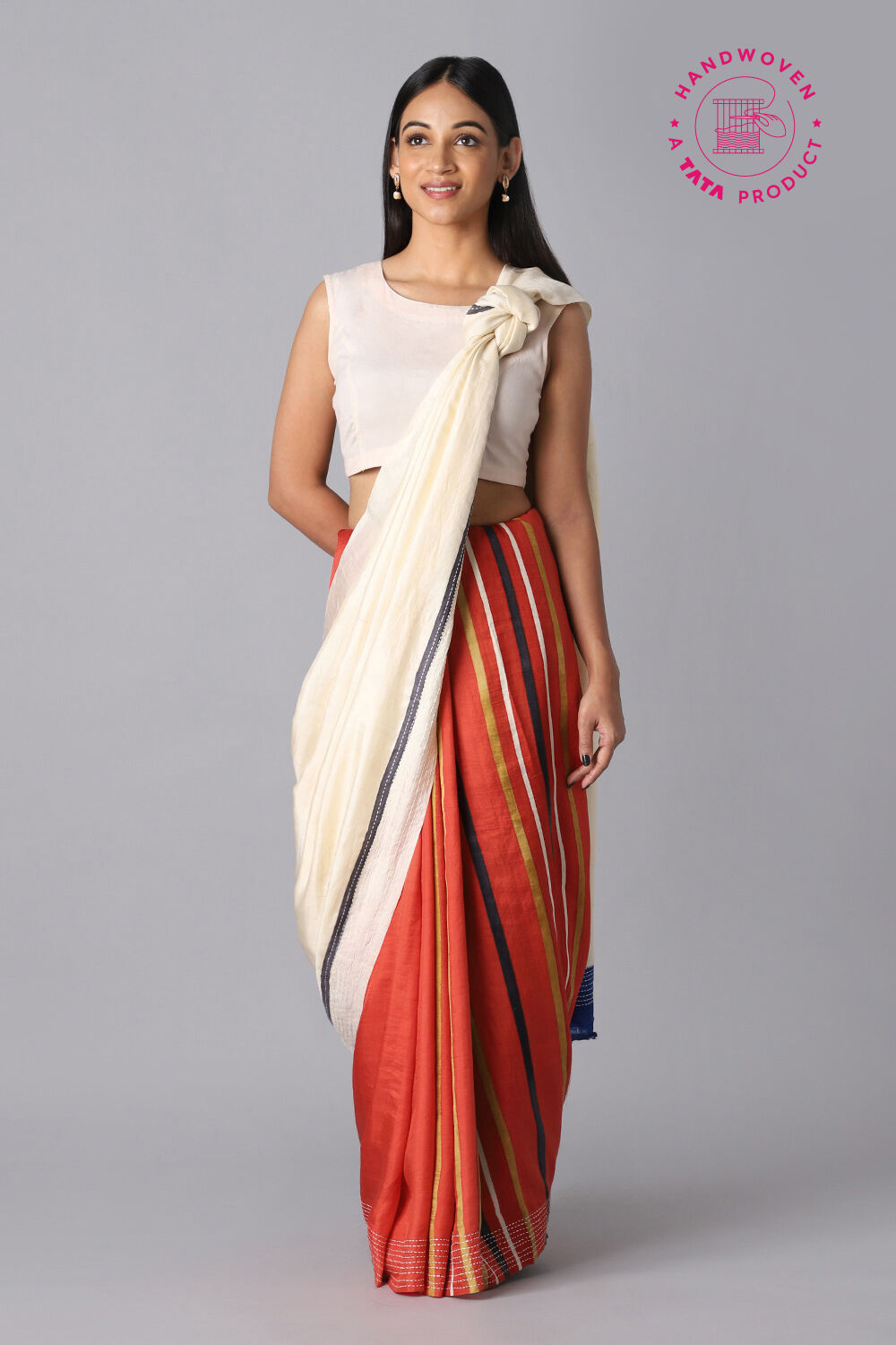 White Pure Silk Saree image number null