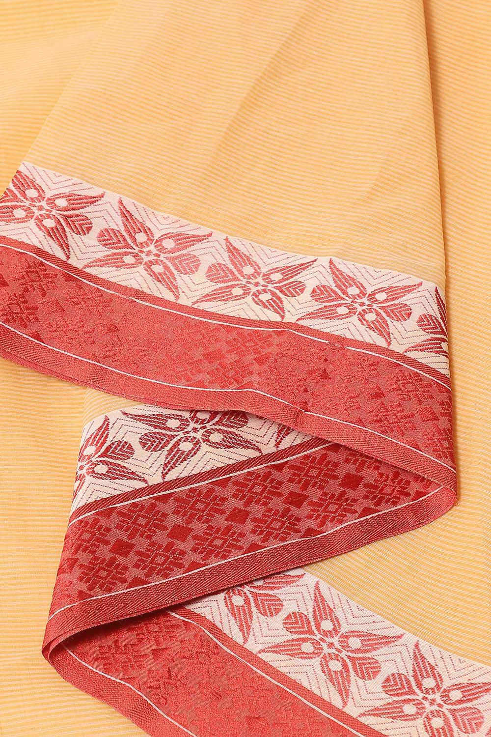 Light Orange Pure Cotton Bengal Saree image number null