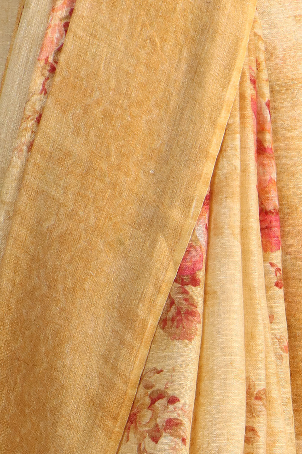 Yellow Pure Linen Digital Printed Saree image number null
