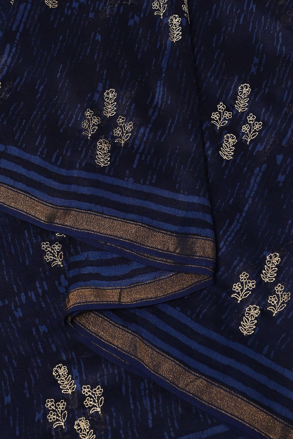 Blue Pure Silk Cotton Embroidered Saree image number null