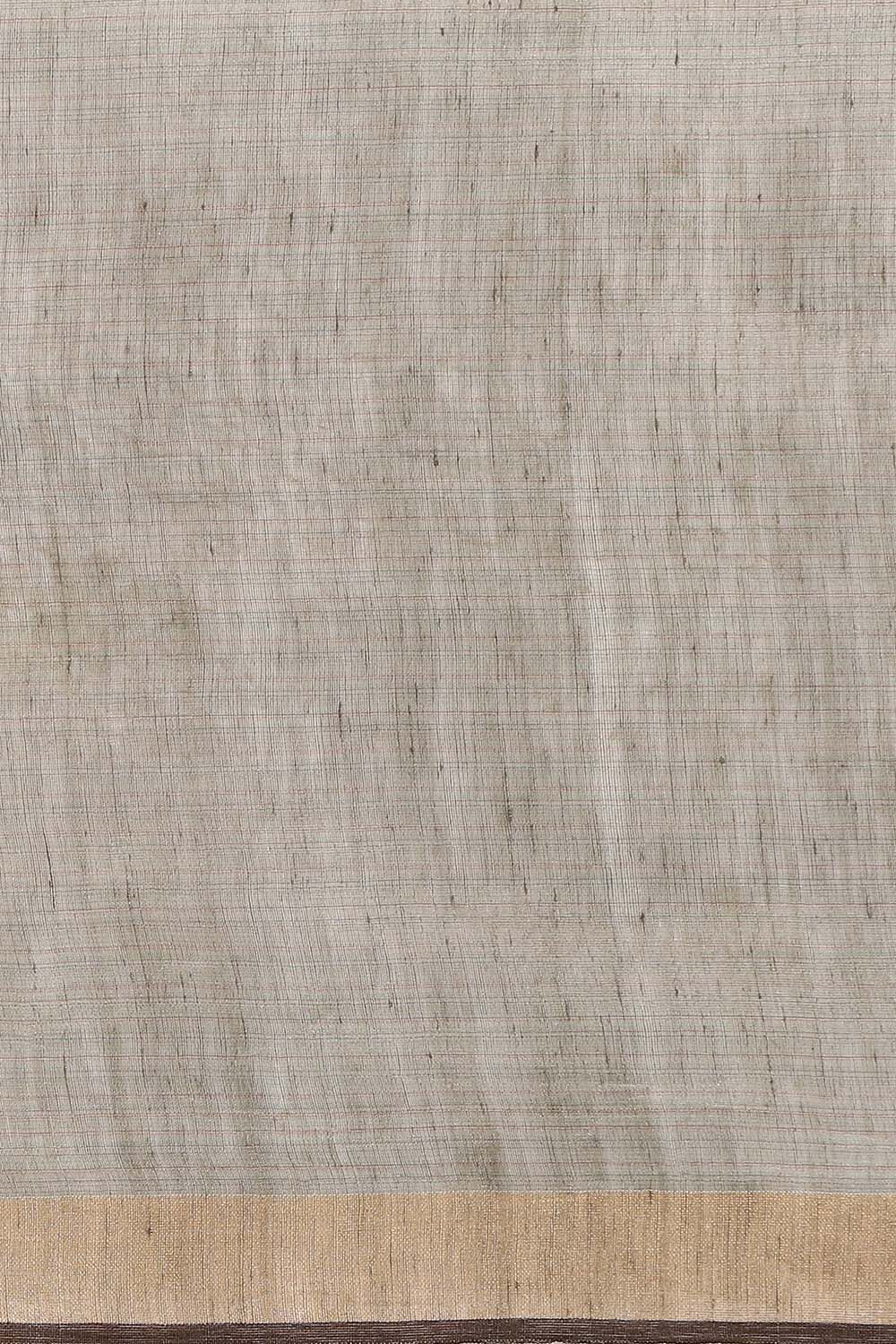 Grey Pure Silk Linen Bengal Saree image number null