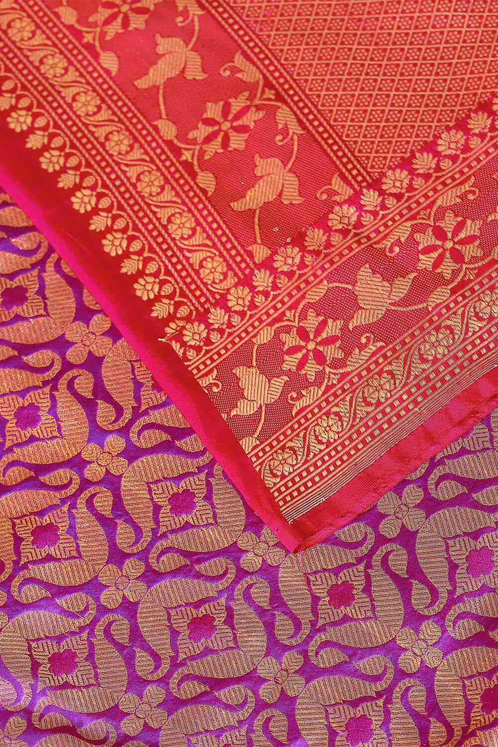 Purple Pure Silk Banarasi Brocade Saree image number null