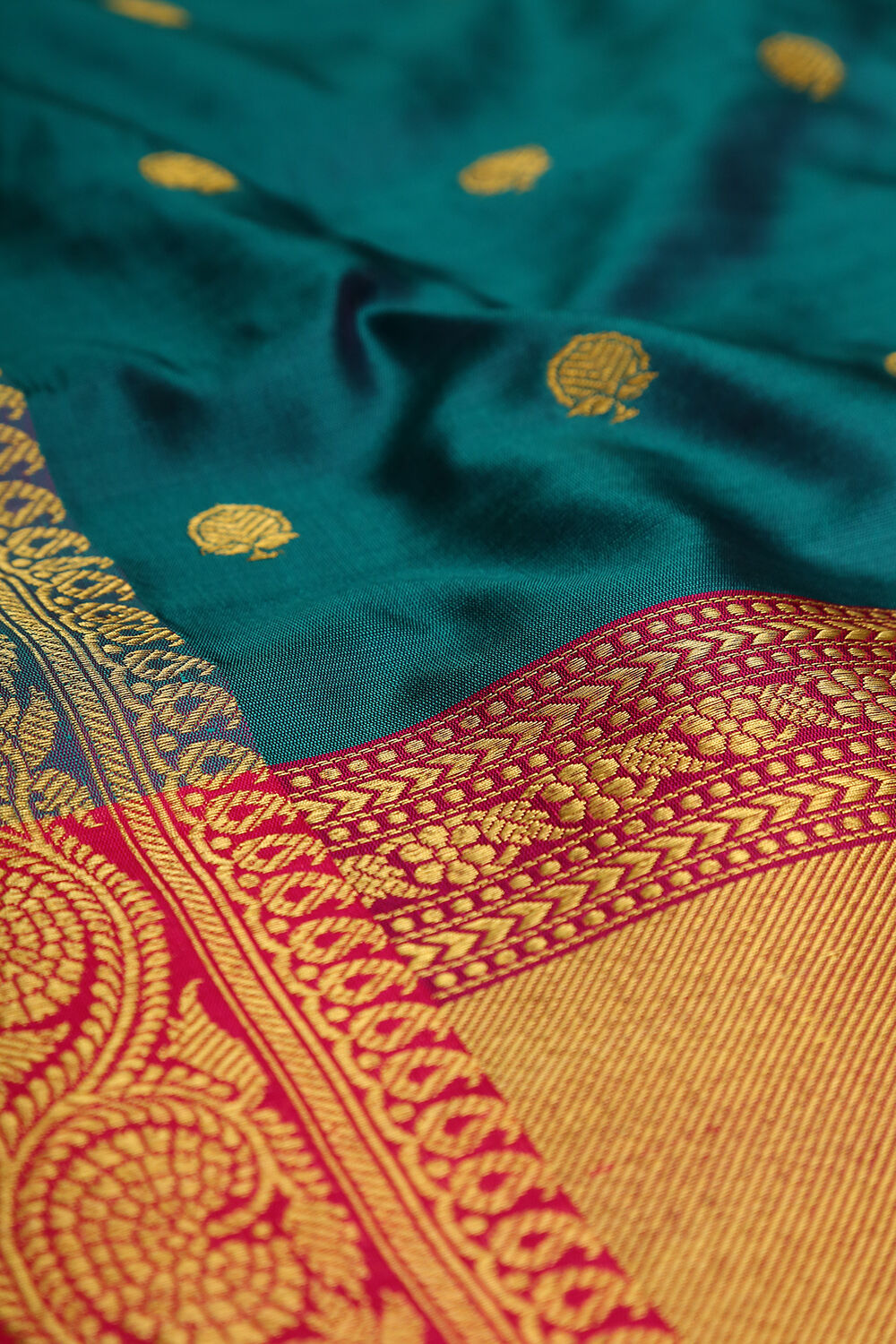 Teal Blue Pure Silk Banaras Dupatta image number null